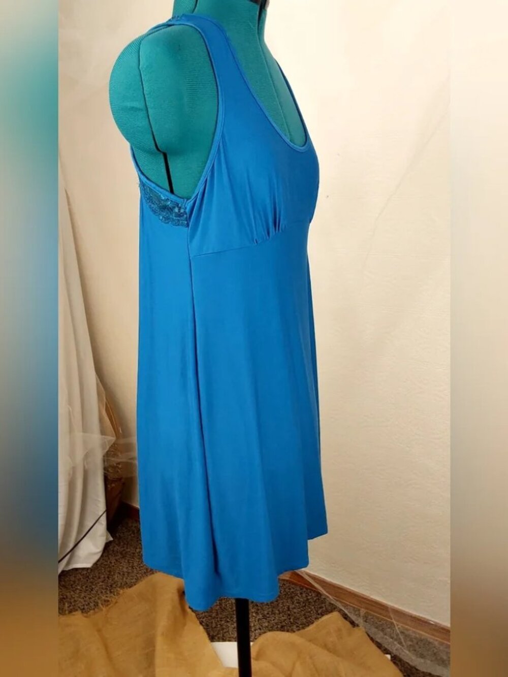 Secret Treasures mini teal nightgown, keyhole tank style